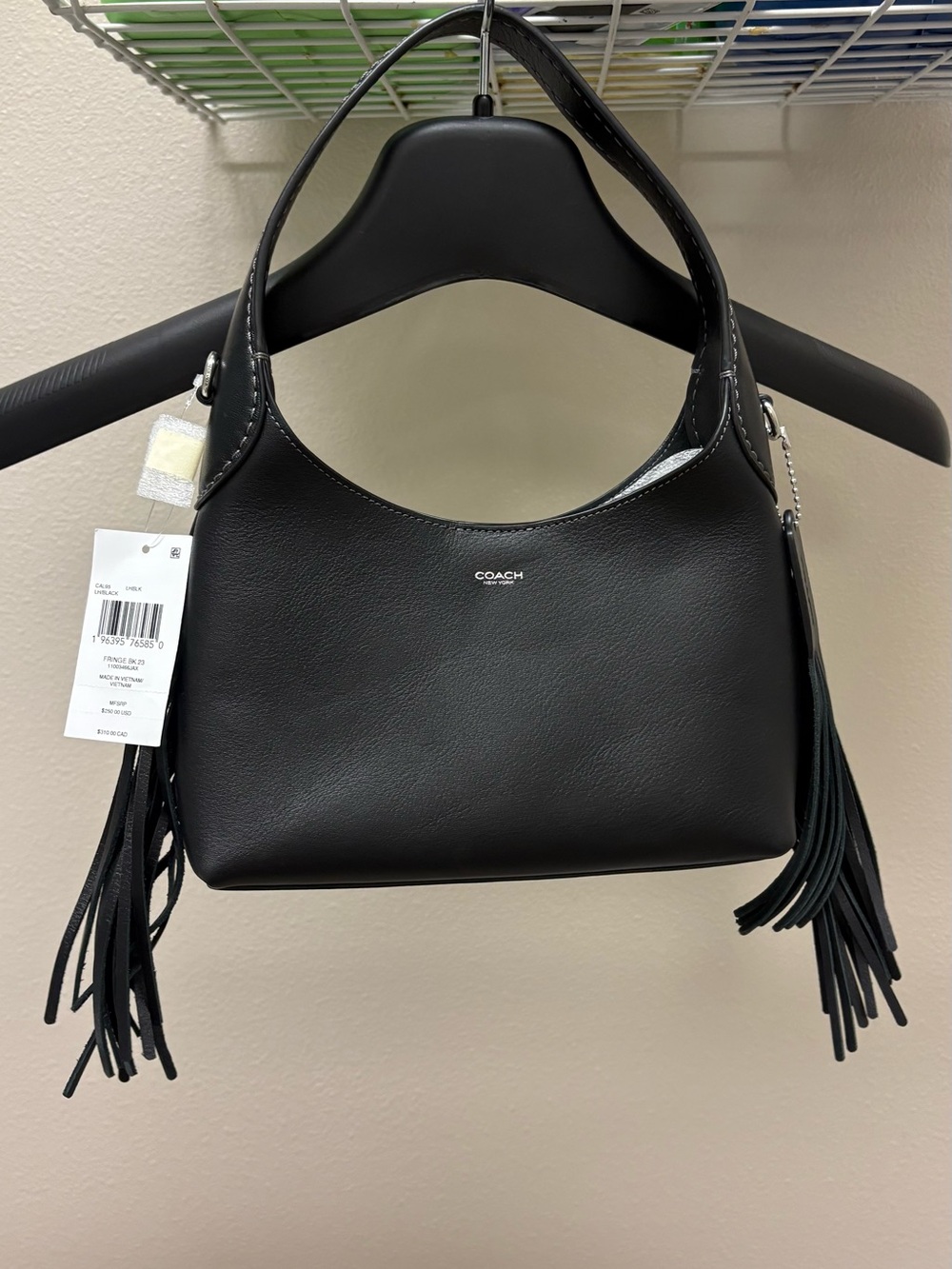Coach Black Leather Shoulder Bag with Fringe